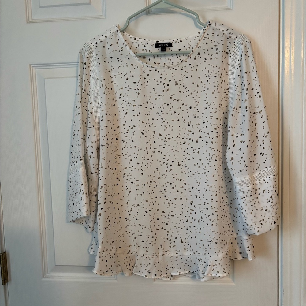 Apt. 9 Women's Speckled Blouse in White and Black
